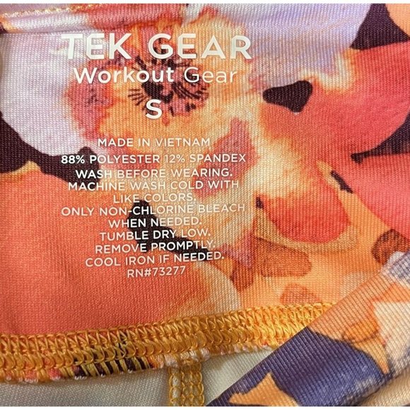 Tek Gear Womens orange Workout High Capri Pants/leggings Size S Multi Floral - Picture 10 of 11